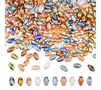 DICOSMETIC Lot de 500 perles en verre électroplaqué - 10 couleurs - Perles en cristal bicone à facettes - Mini perles d'espacement ovales - Paillettes - 6 x 4 mm - Petites perles en vrac pour la