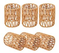 DICOSMETIC Lot de 6 abat-jours en rotin style bohème - 14,9 x 11,7 cm - Petit cylindre - Couvercle rapide - Pour table, mur, mur, intérieur, Pérou