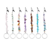 DICOSMETIC Lot de 7 porte-clés en pierre précieuse naturelle pour cartes bancaires - 150 mm de long - Extracteur de carte pour ongles longs
