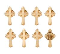 DICOSMETIC Lot de 8 épingles en forme de croix en alliage - Broches en métal - Épingles religieuses - Or - Broche religieuse chrétienne - Pour homme et femme - Combinaison de vêtements d'église