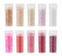 DICOSMETIC Lot de mini perles rondes en verre - 50 g - 10 couleurs - 2 mm - Perles rondes - Perles espacées - Pour la fabrication de bracelets, colliers, boucles d'oreilles