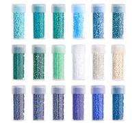 DICOSMETIC Lot de mini perles rondes en verre - 90 g - 18 couleurs - 2 mm - Bleu et vert - Petites perles d'espacement en vrac - Pour la fabrication de bracelets, colliers, boucles d'oreilles