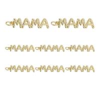 DICOSMETIC Mama Lot de 8 pendentifs en laiton et zircone plaqué or 18 carats 7 x 28 x 2 mm pour la fabrication de bijoux, collier, bracelet, bricolage
