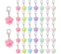 DICOSMETIC Pendentif à clip en vrac Fleurs abeille/ange/roses Pendentif avec fermoir mousqueton Marqueur tricoté Charm pour la fabrication de bijoux Marqueurs de couture Porte-clés, acrylique