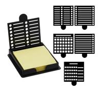 DICOSMETIC Porte-notes adhésif avec 5 pochoirs différents - 8,6 x 8,6 cm - Noir - Distributeur de notes - En plastique - Pour listes de choses à faire soi-même - Pour le bureau à domicile