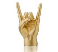 DICOSMETIC Sculpture de Main Dorée Statue de Main Je t'aime Décoration de Bureau Rock and Roll Sculpture de Signe ASL en Résine Décoration D'Étagère Présentoir à Bagues pour la Maison Décor