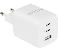 - Adaptateur secteur - compact, GaN - 65 Watt - 5 A - PD 3.0 - 3 connecteurs de sortie (2 x USB-C, USB) - blanc - Europe