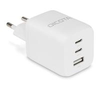Dicota Adaptateur secteur 65 W - compact GaN, PD 3.0, 2x USB-C + 1x USB-A - blanc
