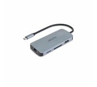 DICOTA D32062, USB Type-C, HDMI, RJ-45, USB 4 Type-A, USB Type-C, MicroSD (TransFlash), SD, Argent, Aluminium, 100 W