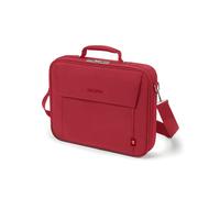 DICOTA Eco Multi BASE 15.6" Rouge - Malette en PET Recyclé, Compartiment 385x40x265mm, Polyester, Poches Avant/Arrière, Sangle d'Épaule Amovible, 415x65x295mm