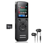 Dictaphone Enregistreur Vocal 64 Go, Mini Enregistreur Audio Numérique 1536 Kbps avec Écran TFT, Enregistreur de Voix USB-C Rechargeable pour Réunions, Cours et Interviews