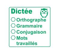 Dictée Tampon Auto-Encreur Pédagogique Pour Les Enseignants (Orthographe, Grammaire, Conjugaison, Mots travaillés). 5.2x5.5cm. Encre Rouge. Réencrable.