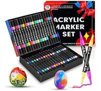 Dictien 36 Couleurs Feutres Acrylique Coloriage Adulte,Feutre Peinture Acrylique, Séchage Rapide & Anti-Taches, Non Toxiques & Sans Odeur, Pour Pierre/Bois/Verre/Tissu | Artistes & Bricoleurs