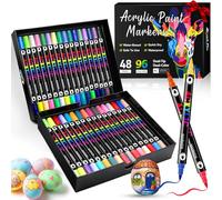 Dictien 96 Couleurs Feutres Acrylique Coloriage Adulte,Feutre Peinture Acrylique, Séchage Rapide & Anti-Taches, Non Toxiques & Sans Odeur, Pour Pierre/Bois/Verre/Tissu | Artistes & Bricoleurs