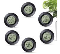 Dictien Mini Hygromètre Thermometre Numérique, Lot de 6, Noir