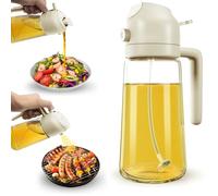 Dictien Spray Huile Cuisine 470ml - Vaporisateur Huile Air Fryer 2-en-1, Spray Huile d'olive pour Cuisson, Salades, Vinaigre et Accessoire Cuisine (Beige)