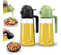 Dictien Spray Huile Cuisine 470ml - Vaporisateur Huile Air Fryer 2-en-1, Spray Huile d'olive pour Cuisson, Salades, Vinaigre et Accessoire Cuisine (Vert + Noir)