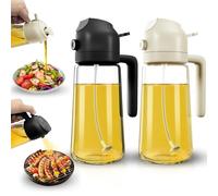 Dictien Spray Huile Cuisine 470ml - Vaporisateur Huile Air Fryer 2-en-1, Spray Huile d'olive pour Cuisson, Salades, Vinaigre et Accessoire Cuisine (Beige + Noir)