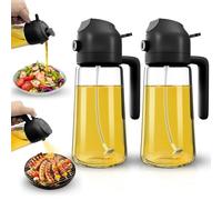 Dictien Spray Huile Cuisine 470ml - Vaporisateur Huile Air Fryer 2-en-1, Spray Huile d'olive pour Cuisson, Salades, Vinaigre et Accessoire Cuisine (Noir + Noir)