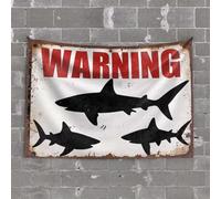 Dictons sur les panneaux en bois Avertissement : requins dans la zone Tapisserie patrons Décorations de jour Printemps Porche Decor (75 x 100 cm)