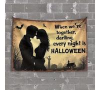 Dictons sur les panneaux en bois When We'Re Together, Darling, Every Night Is Halloween. Tapisserie patrons décorations de jour pour porche de printemps (75 x 100 cm)