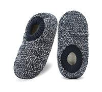 DiCUIRD Pantoufles Chaussettes Homme Automne Hiver Intérieur Antidérapant Pantoufles, Tricot noir, 43/47 EU