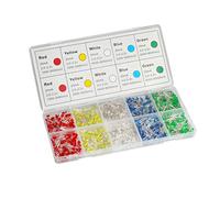 DiCUNO 1000pcs(5 Couleurs x 200pcs) 3mm Bi-pin LED Diode électroluminescente, Tête ronde colorée, Haute luminosité lampe LED, 5 couleurs(Blanc/Rouge/Jaune/Vert/Bleu)