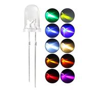 DiCUNO 200pcs(10 Couleurs x 20pcs) 5mm Bi-pin LED Diode, Tête ronde transparente, Haute luminosité lampe LED,(Blanc/Rouge/Jaune/Vert/Bleu/Rose/Orange/Blanc chaud/UV/Chartreuse)