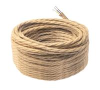 DiCUNO 30 Mètres de câble textile pour lampes, Câble électrique à 3 conducteurs avec PE, 3x0,75mm² Fil textile de raccordement pour lampes suspendues, DIY, accessoires d'éclairage