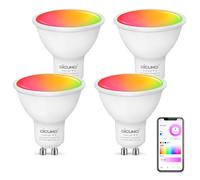 DiCUNO Ampoule Connectée LED GU10, Ampoule WiFi LED Intelligente Compatible avec Alexa et Google Home, Spot GU10 5W Dimmable Multicouleur 2700K-6500K RGBCW, 320LM, Sans Hub Requis, 4 Pièces