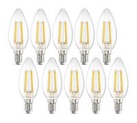 DiCUNO Ampoule LED E14 3,5W, Équivalent 40W halogène, 480lm, 2700K Blanc chaud, Non dimmable, en forme de bougie flamme, Ampoule C35 filament vintage pour lustre et plafonnier, Lot de 10