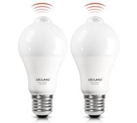 DiCUNO Ampoule LED E27 Détecteur Mouvement PIR, 12W Équivalent 100W, 2700K Blanc chaud, 1100lm, Non dimmable, Allumage automatique, Lumière détection présence pour Garage, Escalier, Couloir, Lot de 2