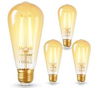 DiCUNO Ampoule LED E27 ST58 2.5W, Efficacité Energétique Classe B, Ampoule filament équivalent 40W halogène, Blanc chaud 2700K, 480lm, E27 vintage decorative, Non-dimmable, 4 Pièces