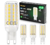 DiCUNO Ampoule LED G9 2.8W, Efficacité Energétique Classe B, équivalent 40W Halogène, 520lm, Blanc froid 5000K, Économie d'énergie, Non-dimmable, pour chambre, salon et cuisine, 4 Pièces