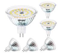 DiCUNO Ampoule LED GU5.3 MR16, 6W équivalent à 50W halogène, Blanc froid 6000K, 610lm, 12V Spot LED GU5.3, Non-dimmable, Angle de faisceau 120°, Ampoule réflecteur pour éclairage encastré, 6 Pièces