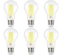 DiCUNO Ampoule LED Ultra Efficient E27, Classe énergétique A, Blanc chaud 2700K, 2.2W équivalent 40W, Ampoule LED filament Edison à économie d'énergie, 465lm, Verre, 6 Pièces