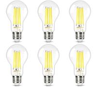 DiCUNO Ampoule LED Ultra Efficient E27, Classe énergétique A, Blanc chaud 2700K, 7.5W équivalent 100W, Ampoule LED filament Edison à économie d'énergie, 1575lm, Verre, 6 Pièces
