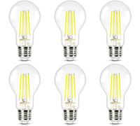DiCUNO Ampoule LED Ultra Efficient E27, Classe énergétique A, Blanc neutre 4000K, 4W équivalent 60W, Ampoule LED filament Edison à économie d'énergie, 850lm, Verre, 6 Pièces