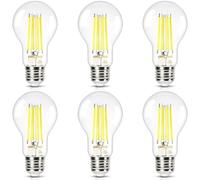 DiCUNO Ampoule LED Ultra Efficient E27, Classe énergétique A, Blanc neutre 4000K, 5.3W équivalent 75W, Ampoule LED filament Edison à économie d'énergie, 1120lm, Verre, 6 Pièces
