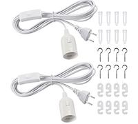 DiCUNO Douille E27 avec fil, Support de lampe suspendue E27 avec bouton Marche/Arrêt pour le plafonnier, la chambre et la cuisine, Blanc, 0-250V, 4A, 4M, 2 Piecès