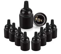 DiCUNO E27 Douille Vintage noir, Edison retro suspension lampe, Lot de 10 | Support de lampe solide bakélite adaptateur, parfait pour décoration, industrie et DIY