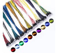DiCUNO Lot de 200 diodes lumineuses 12 V pré-câblées 5 mm, 9,4 pouces ultra brillantes diodes LED (10 couleurs × 20 unités) Plusieurs couleurs Kit boîte pour l'expérience scientifique du circuit