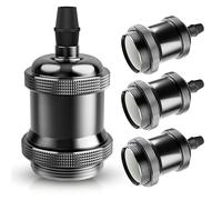 DiCUNO Vintage E27 douille de lampe, Noir Perle Socket, Lot de 4 | Edison retro suspension lampe, Solide céramique adaptateur