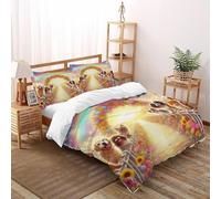 DICVXST 3D Animaux domestiques Rainbow Bridge Parure De Lit pour Garçon Et Adolescent 3 Pcs en Microfibre Sets avec 2 Taies d'oreiller avec Fermeture Éclair Double(200x200cm)