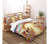 DICVXST 3D Animaux domestiques Rainbow Bridge Parure De Lit pour Garçon Et Adolescent 3 Pcs en Microfibre Sets avec 2 Taies d'oreiller avec Fermeture Éclair King(220x240cm)