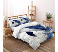 DICVXST 3D Breaking la Baleine Bleue Parure De Lit pour Garçon Et Adolescent 3 Pcs en Microfibre avec Taie d'oreiller avec Fermeture Éclair King(220x240cm)