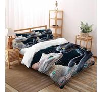 DICVXST 3D Chats de Pierre précieuse Parure De Lit pour Garçon Et Adolescent 3 Pièces Qualité Supérieure Taies D'oreillers avec Fermeture Éclair Super King（260x220cm）