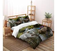 DICVXST 3D Deer Frog Parure De Lit Junior 3 Pcs Décoration De Chambre À Coucher avec 2 Taies d'oreiller avec Fermeture Éclair King（220x240cm）