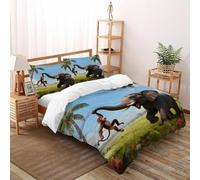 DICVXST 3D Elephant Monkey Parure De Lit pour Garçon Et Adolescent 3 Pcs en Microfibre avec Taie d'oreiller avec Fermeture Éclair Super King（260x220cm）