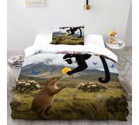 DICVXST 3D Monkey Animal Parure De Lit Junior 2 Pièces Décoration De Chambre À Coucher Taies D'oreillers avec Fermeture Éclair Single（135x200cm）